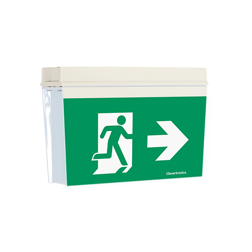 Classic IP66/67 Weatherproof Exit, Surface Mount, L10 Nanophosphate, DALI Emergency, Running Man Arrow One Way, Double Sided